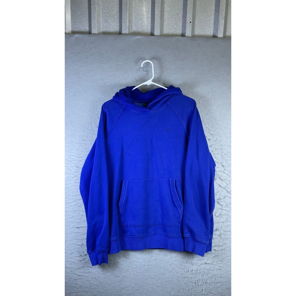 Fabletics Pullover Hoodie Mens L Blue Good Raglan Fleece Pocket Logo 14614